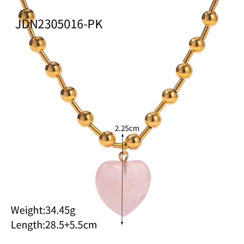 Kinzlee Crystal Heart Necklace - Rose Gold Tone [DJZ68EG0]