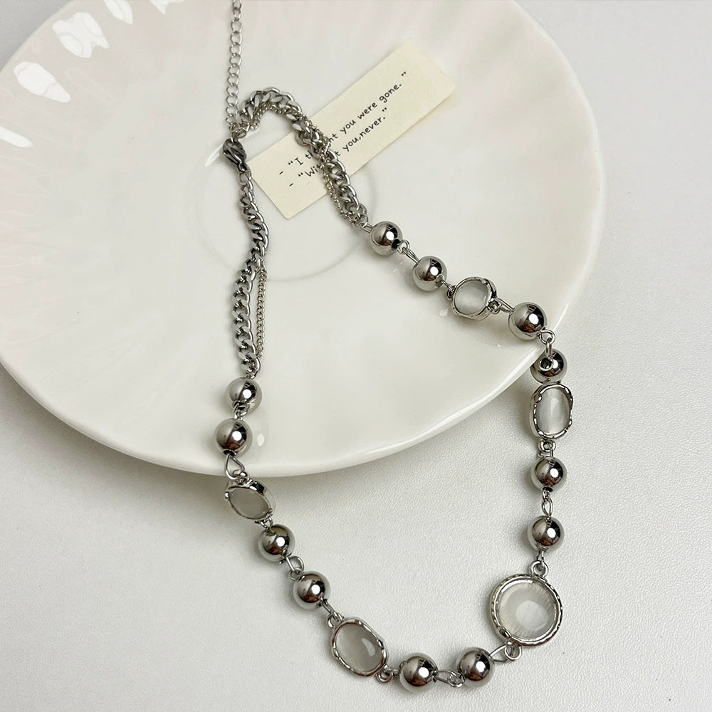 Holly Cat's Eye Choker - White Cat's Eye Necklace [A5XY05RW]