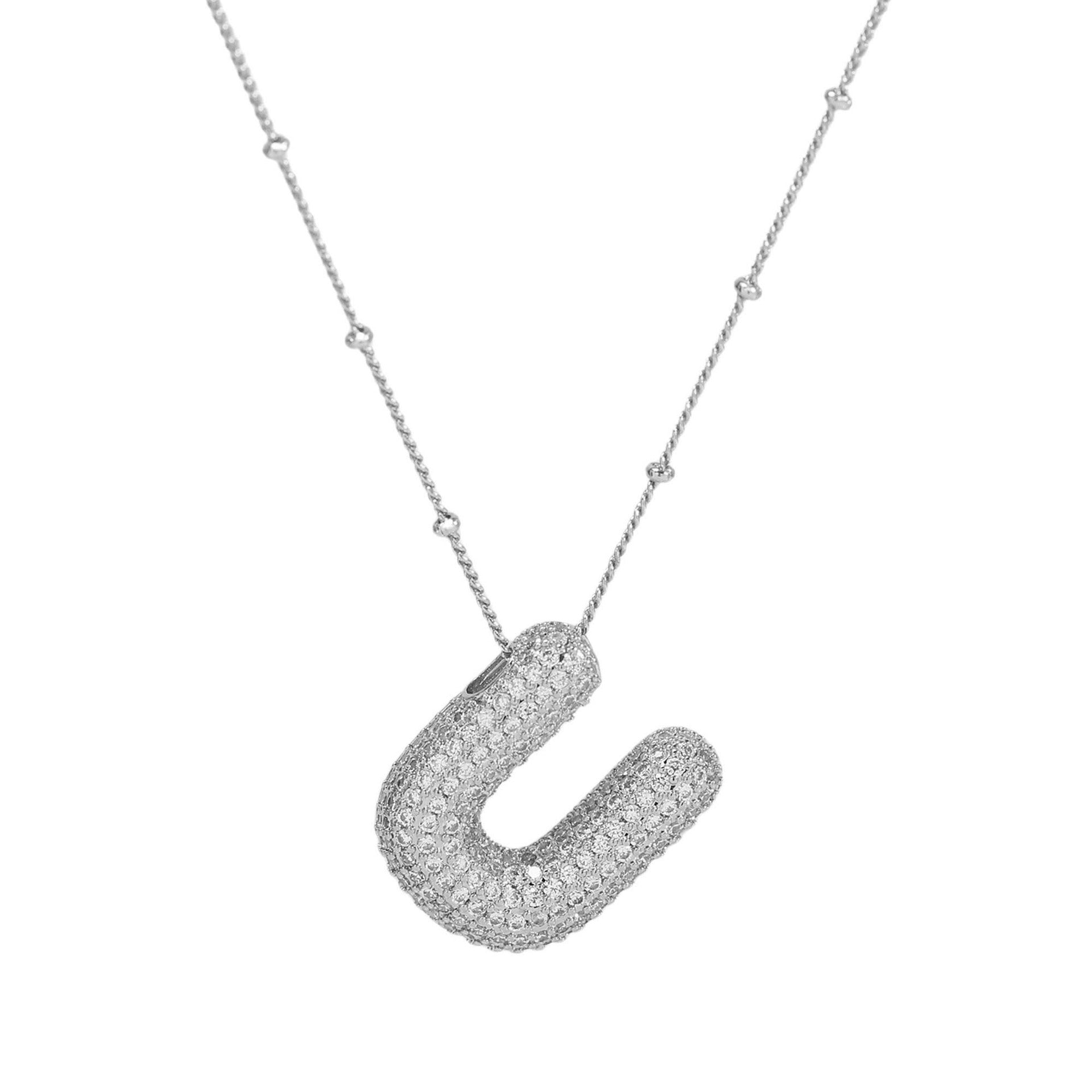 Fynlee Bubble Initial Necklace - Silver U [KE2Q89LD]