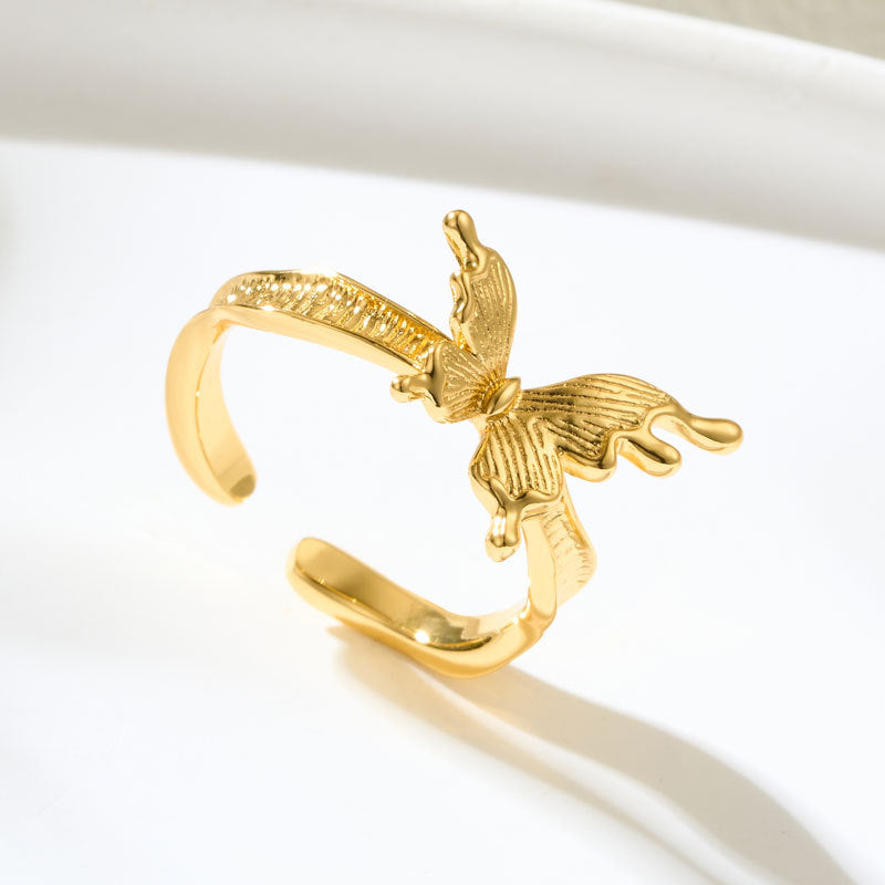 Grace Butterfly Open Ring - Silver Tone [48ORUG34]