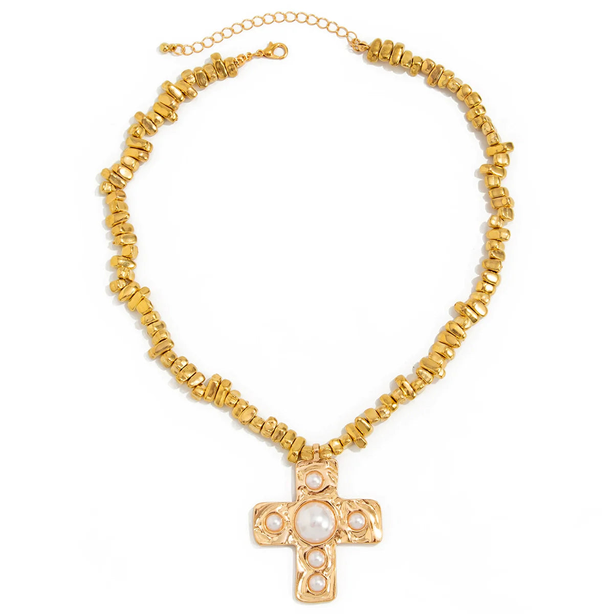 Azrael Irregular Cross Necklace - Gold