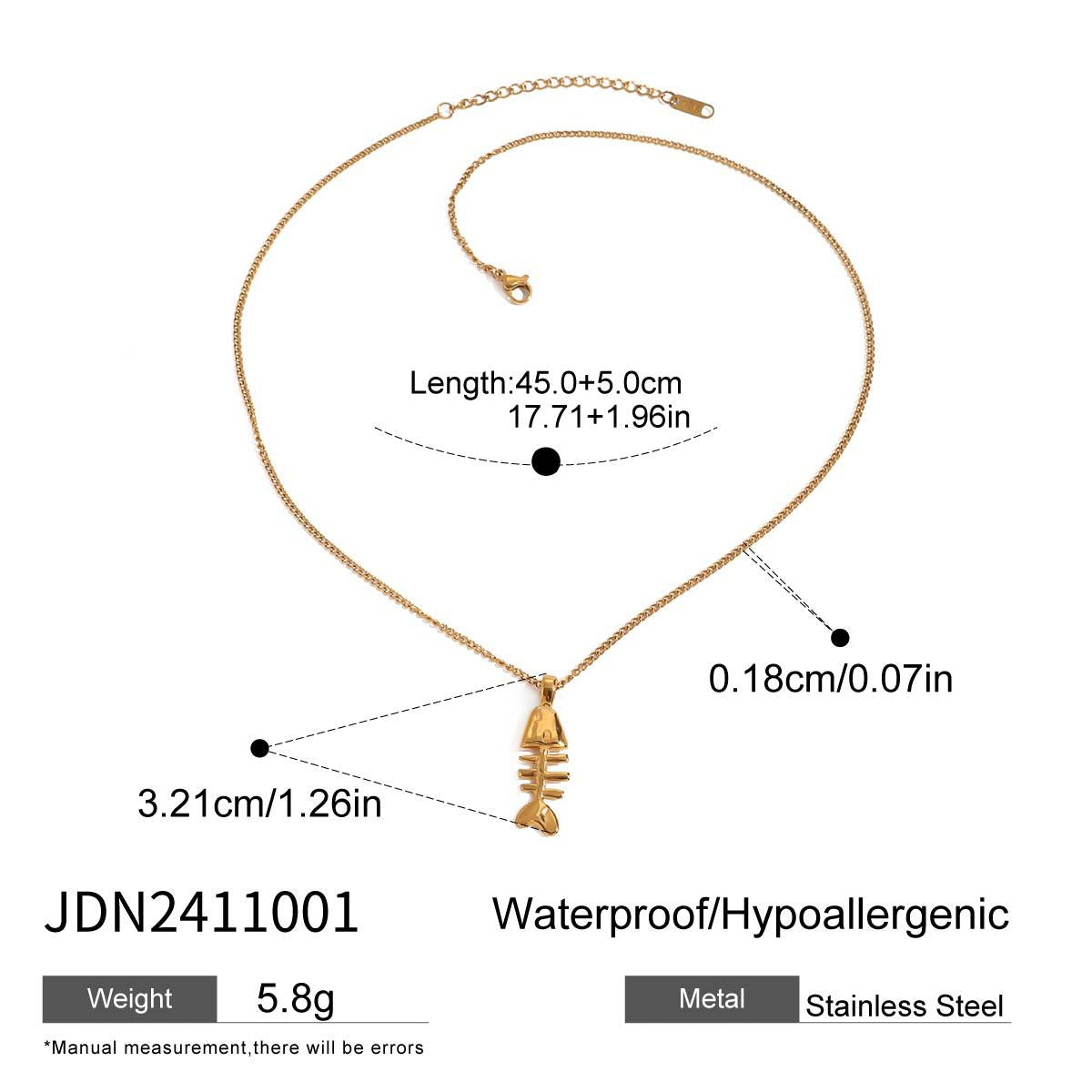 Haily Fishbone Pendant Necklace - JDN2411001 [NTG8KWRV]