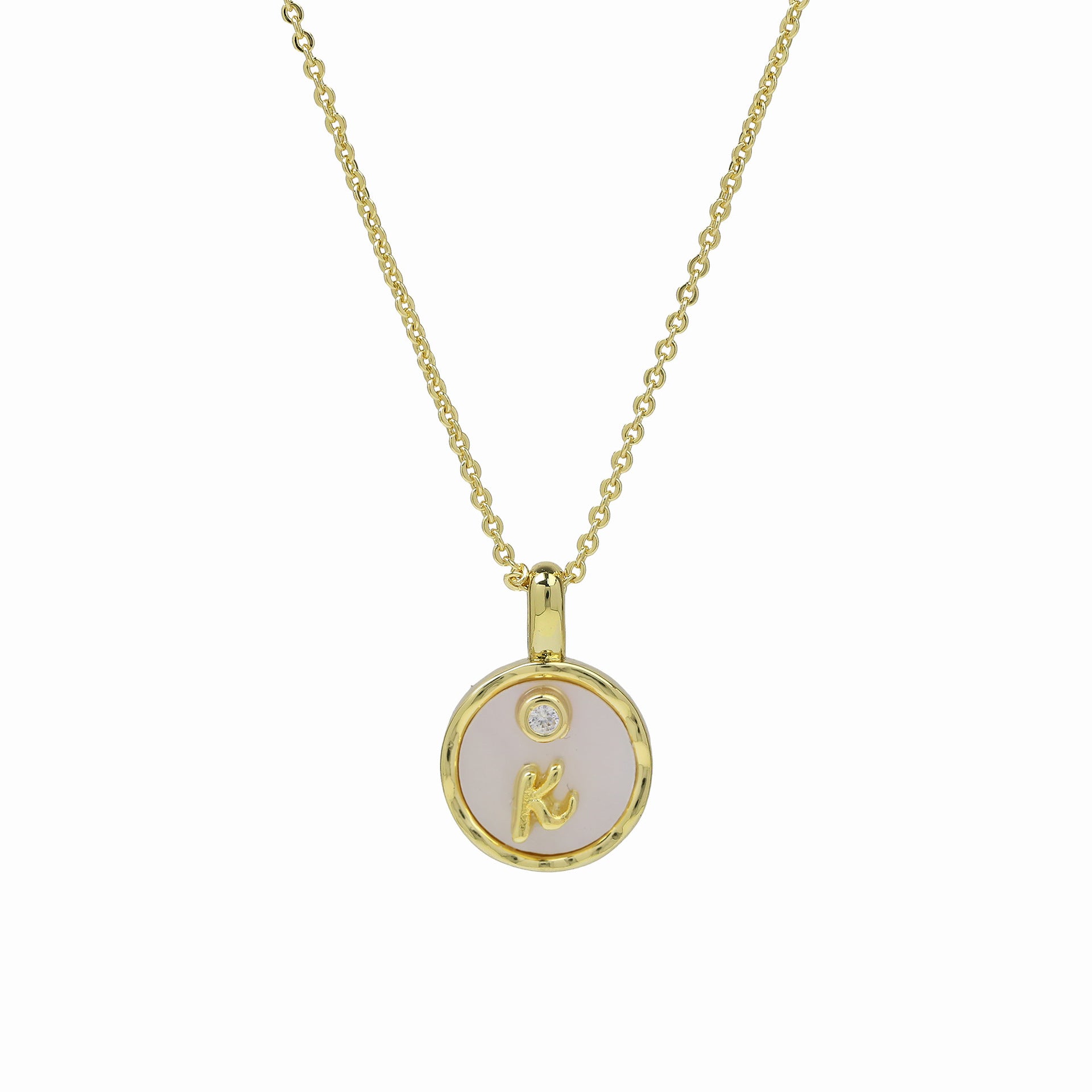 Haset Cursive Initial Pearl Necklace - Initial K [EGP6AOQ2]