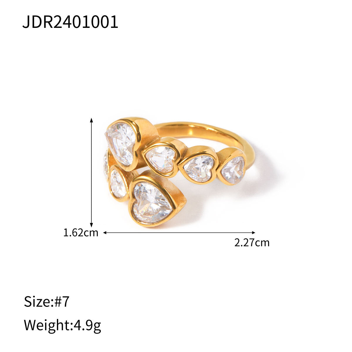 Joi Staggered Heart Ring - JDR2401001 [8QN6D8RM]