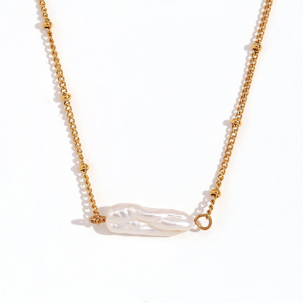 Abrianna Baroque Pearl Necklace Set - Baroque Long Pearl Pendant Beaded Chain Necklace - Gold [MF7Y8AVN]