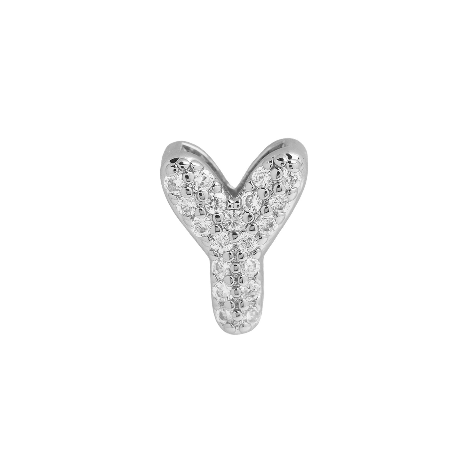 Rosalyn Bubble Letter Necklace - Silver Letter Y Pendant [2EL3BHJY]