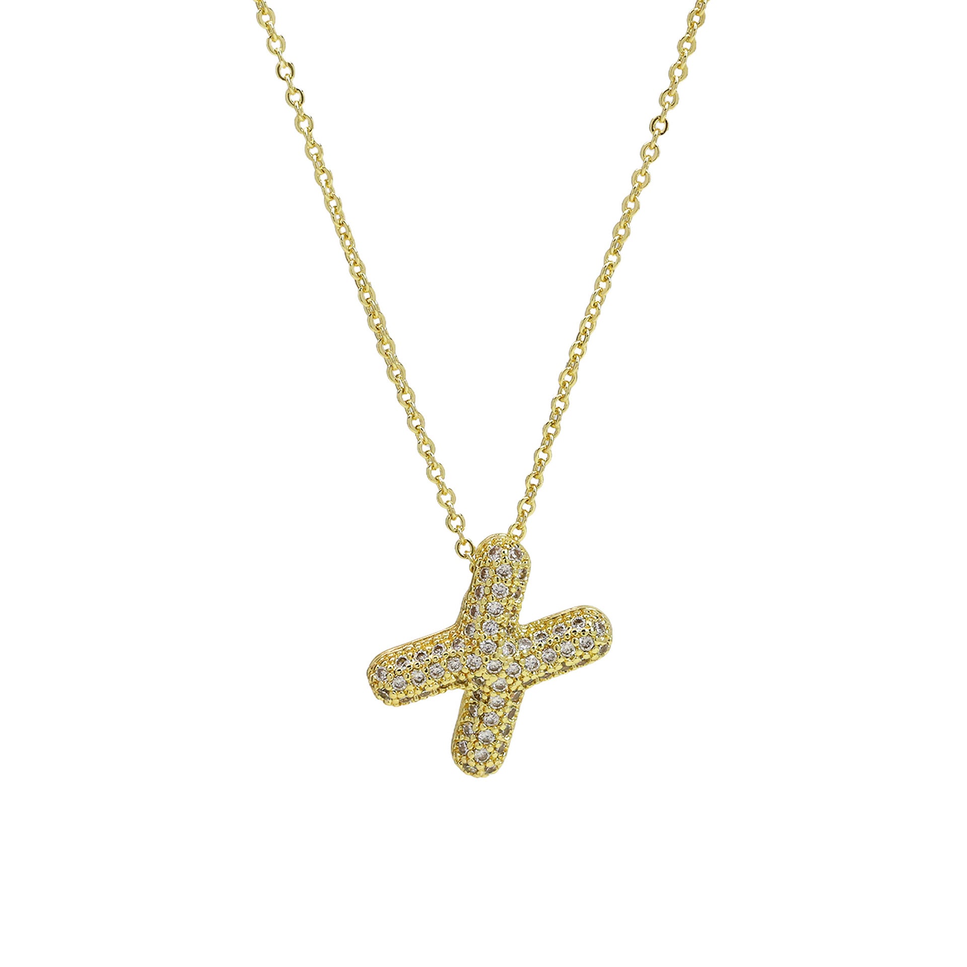 Zalia Gilded Bubble Letter Necklace - Necklace X [J01VZ00Z]