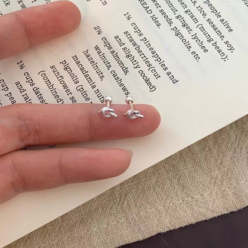 Ailany Petite Knot Stud Earrings - Silver Knot Stud Earrings