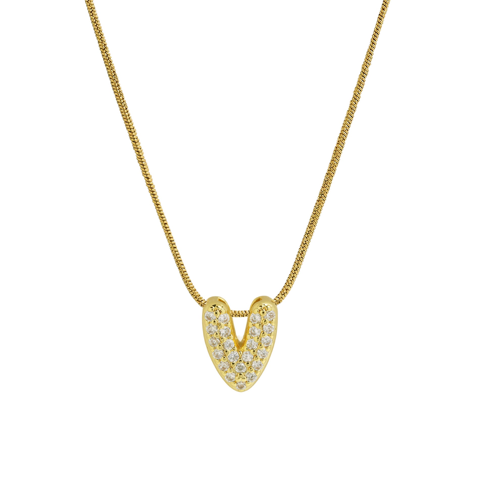 Deborah Initial Snake Necklace - Gold-tone V Initial [S4ITBTDY]