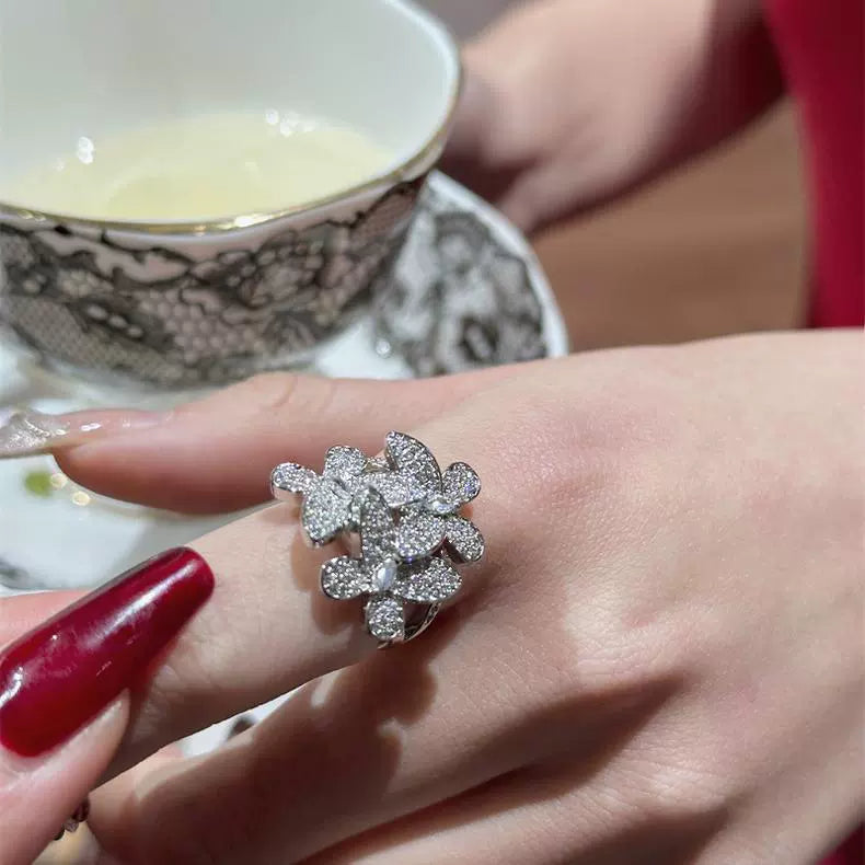 Emerald Pave Butterfly Ring - One Size Open [E83M7EX7]