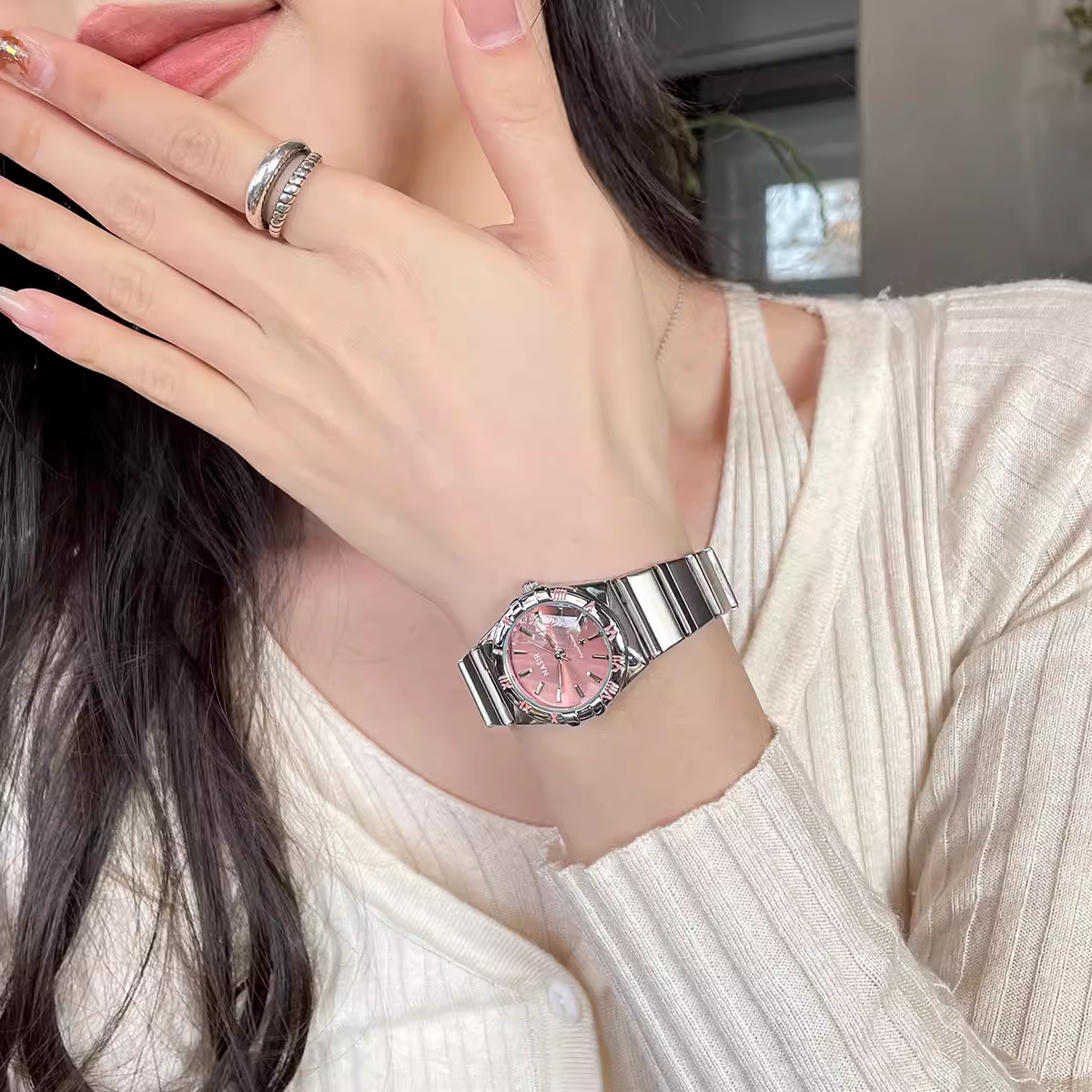 Elleigh Radiant Quartz Watch - Cherry Blossom Pink (with Bracelet)