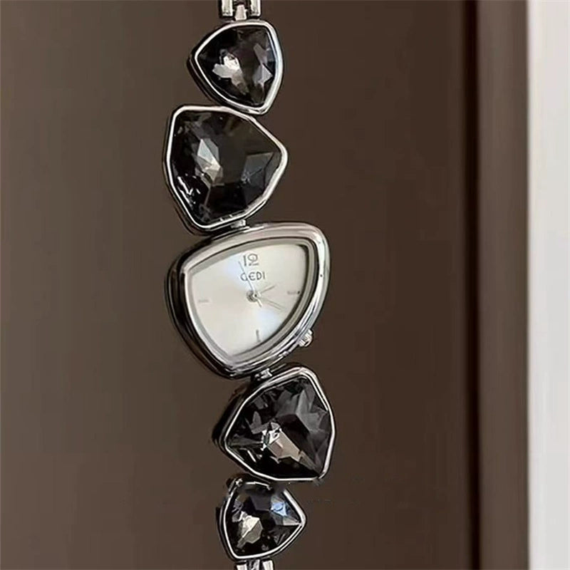 Jocelynn Luxe Leather Watch - Gem Silver Black [JOJKC8WR]