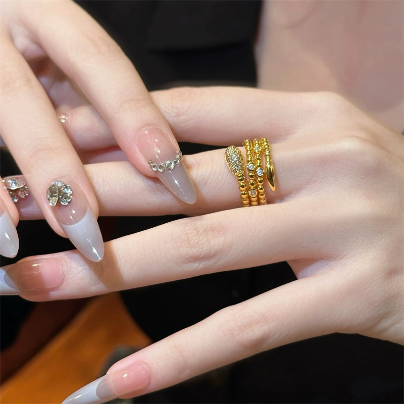 Izabelle Gold Zircon Snake Ring - US Size 7 Approx. [ZRLZ6IZW]