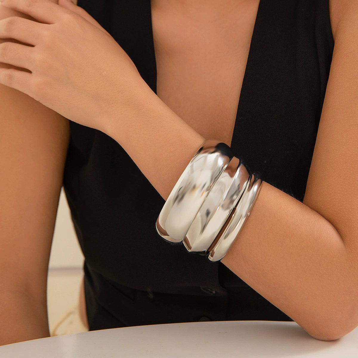 Karianna Chunky Bracelet Set - Silver-tone Set A (3-Piece) [TF4BCMTU]