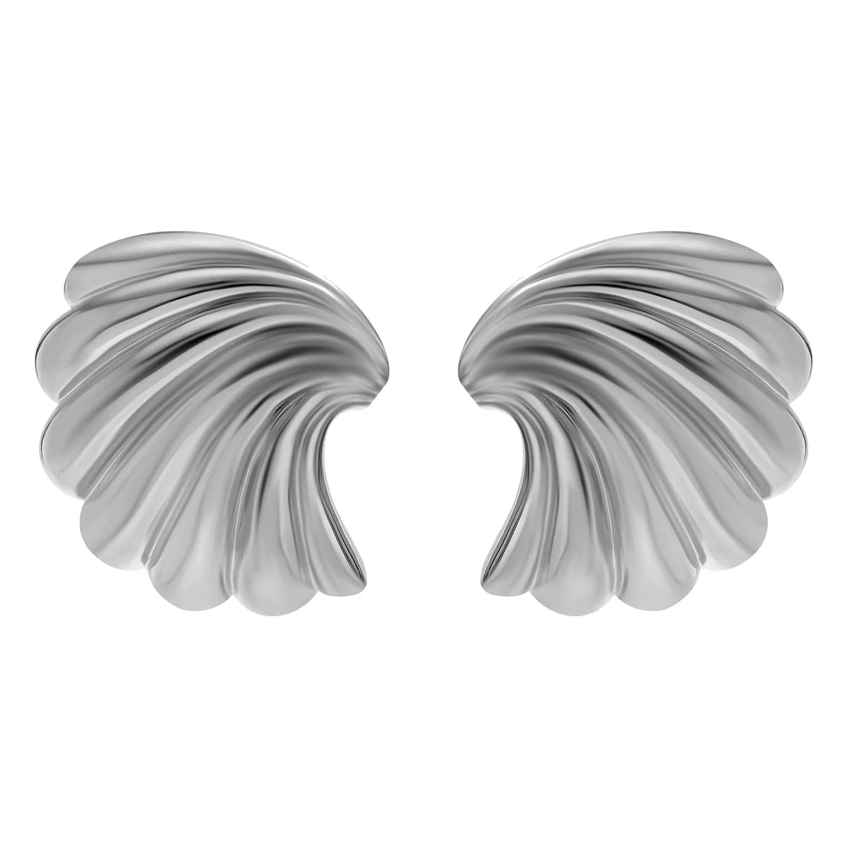 Kollyns Irregular Scallop Earrings - Silver