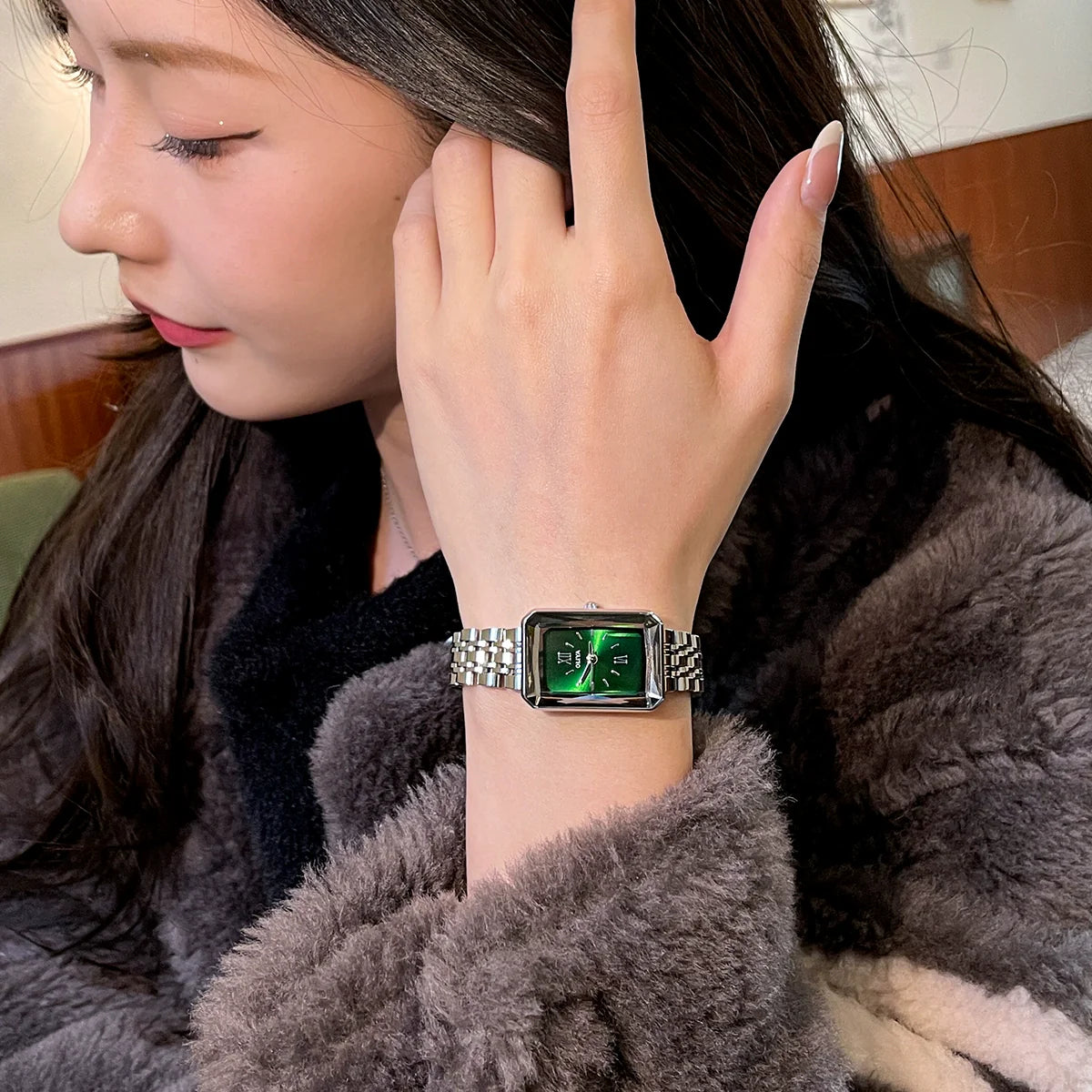 Kate Minimalist Rectangular Watch - Green