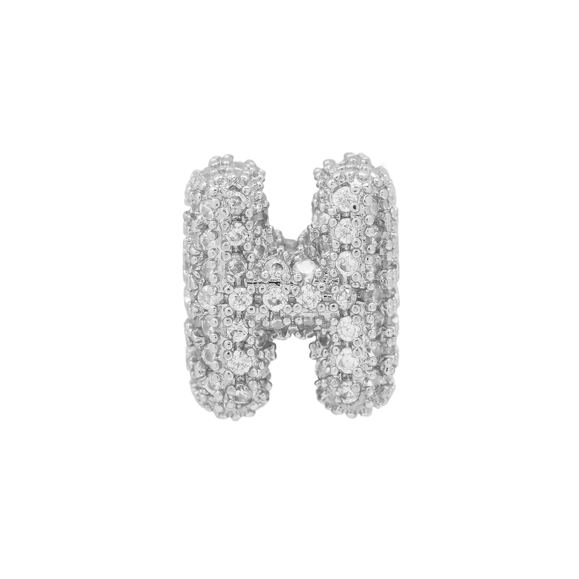 Jehlani Zircon Bubble Letter Necklace - Silver H Pendant [2P56M2GI]
