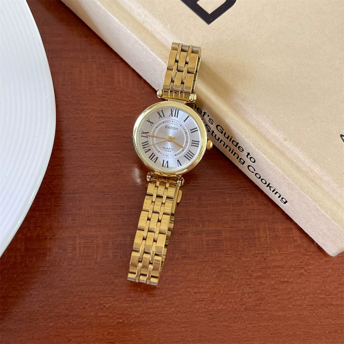 Corie Classic Roman Watch - Gold Strap White Dial [20PN95OY]