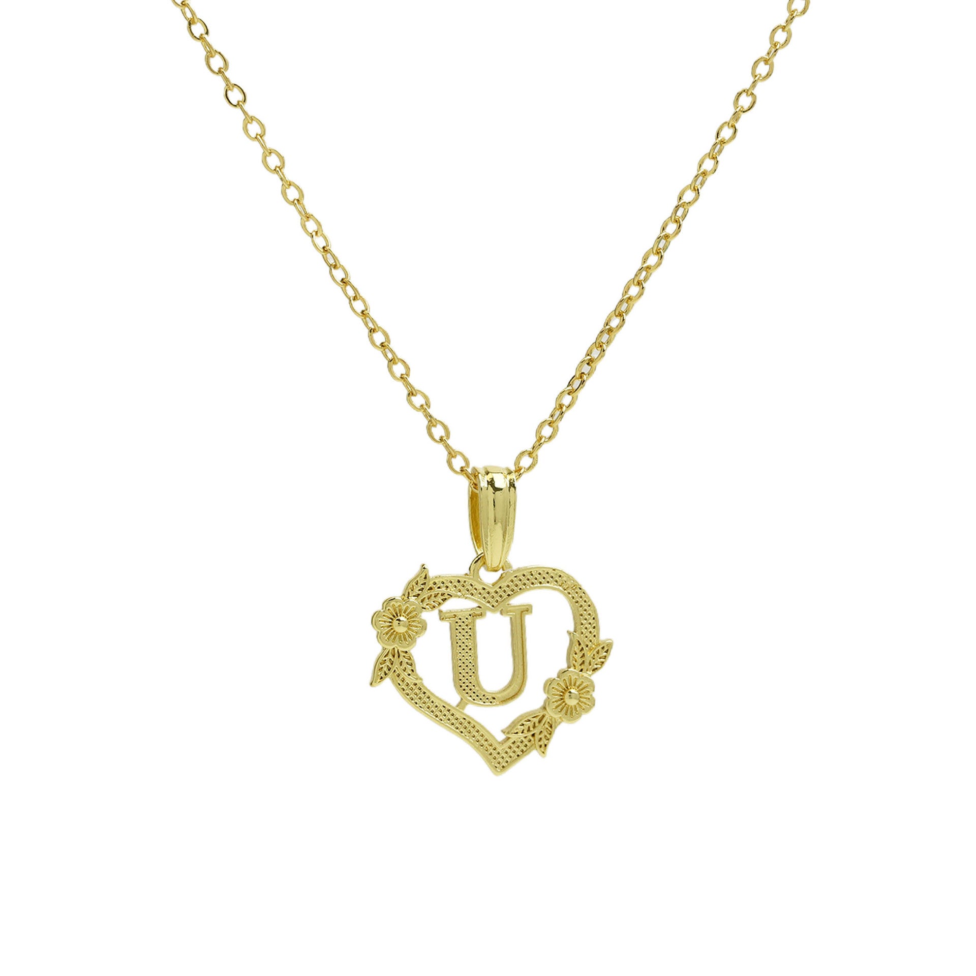 Isobel Initial Heart Pendant Necklace - Necklace U [3E8V2DHR]