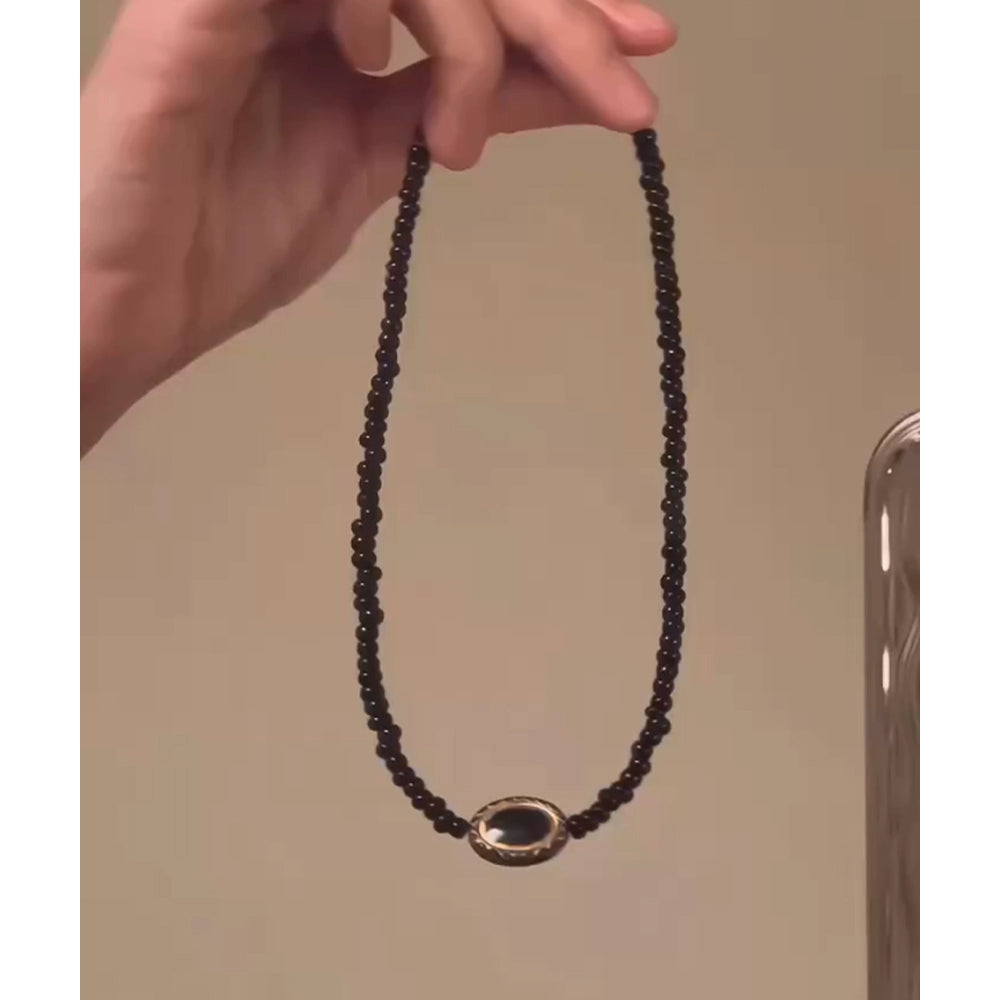 Livi Baroque Beaded Choker - Small Barrel Bead Necklace [EXLZG3MZ]