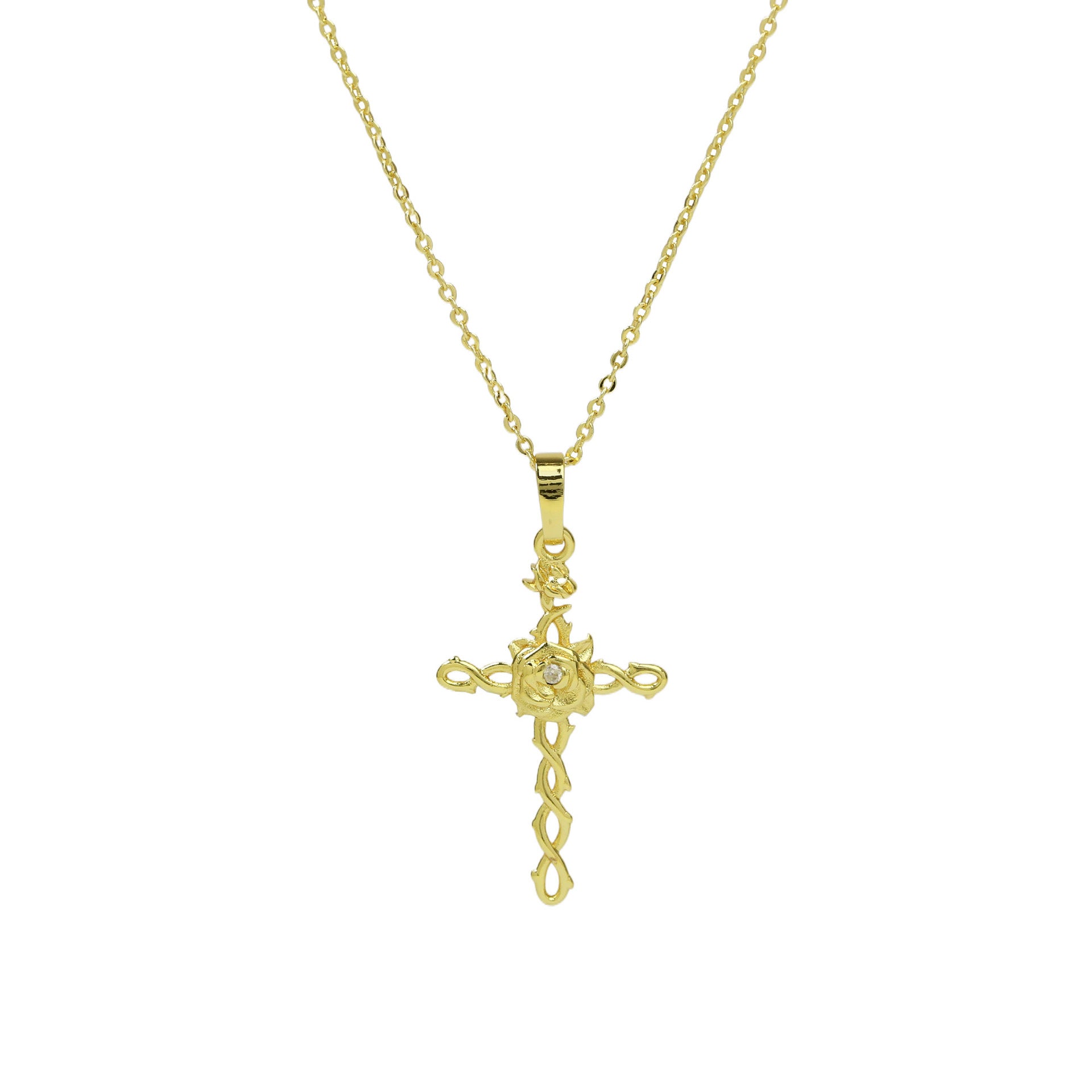 Alaiah Birth Flower Cross Necklace - June [80R4G2MK]