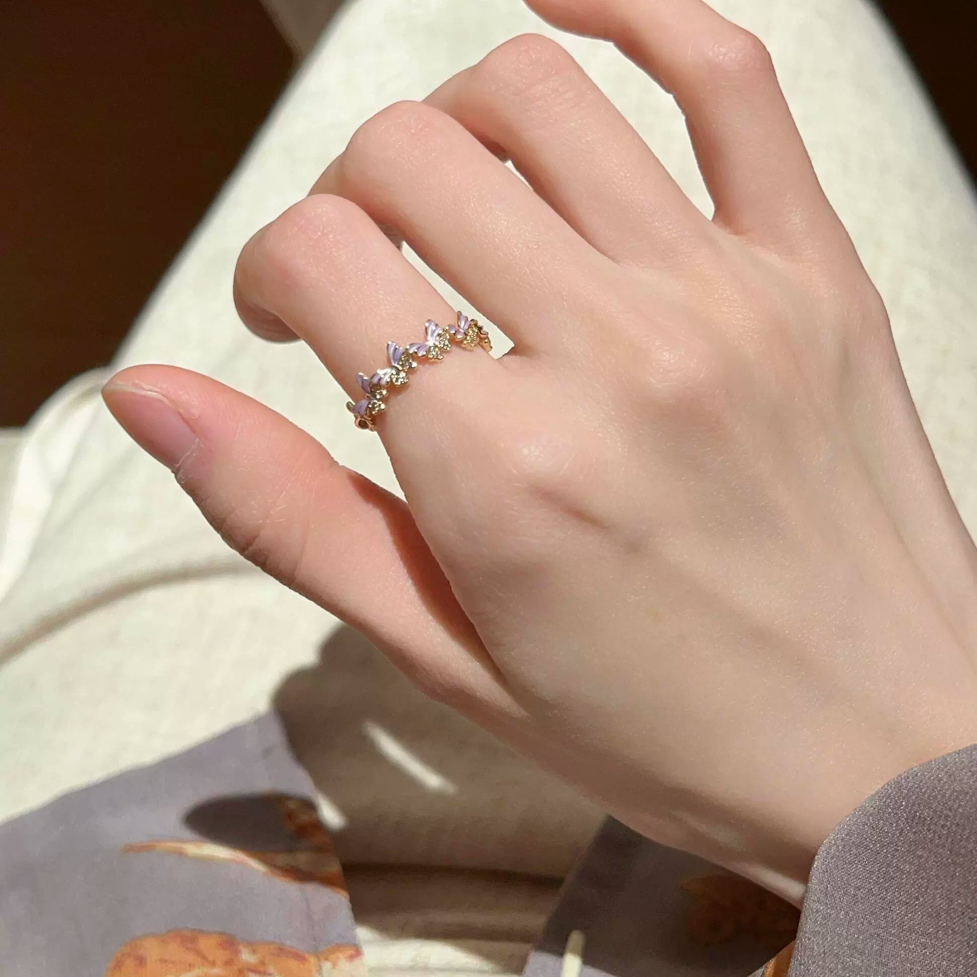 Stephanie Butterfly Enamel Ring - Purple Butterfly Enamel Ring