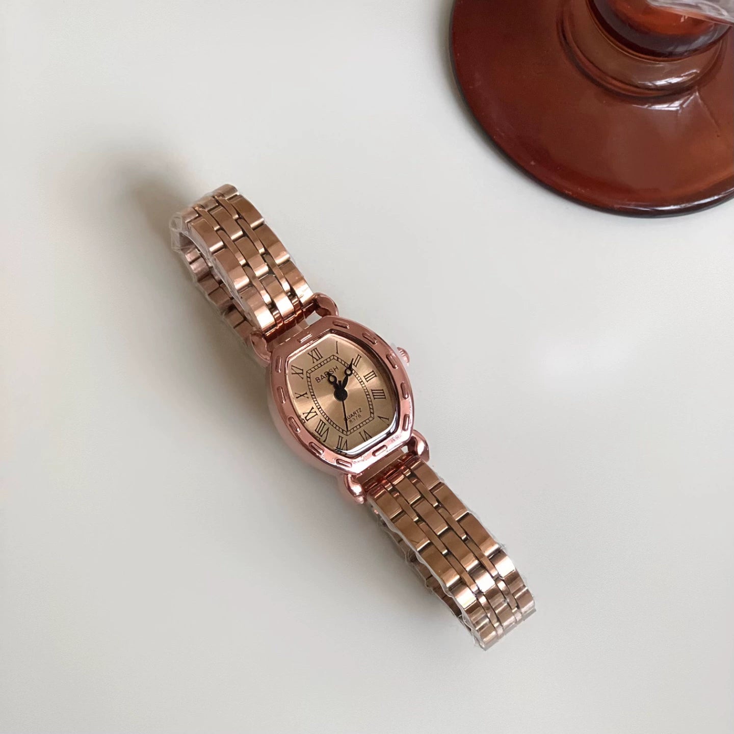 Aaryn Delicate Barrel Watch - Rose Gold Band Apricot Dial (Roman) [KAID45DE]