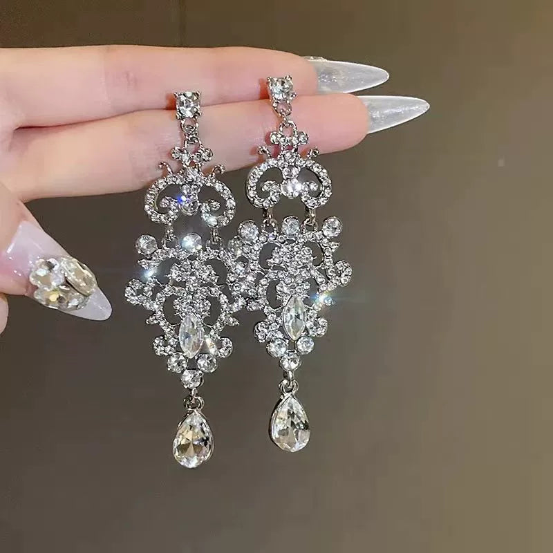 Ethel Diamond Tassel Necklace Set - Zircon Tassel Earrings [4UKT6ZLT]