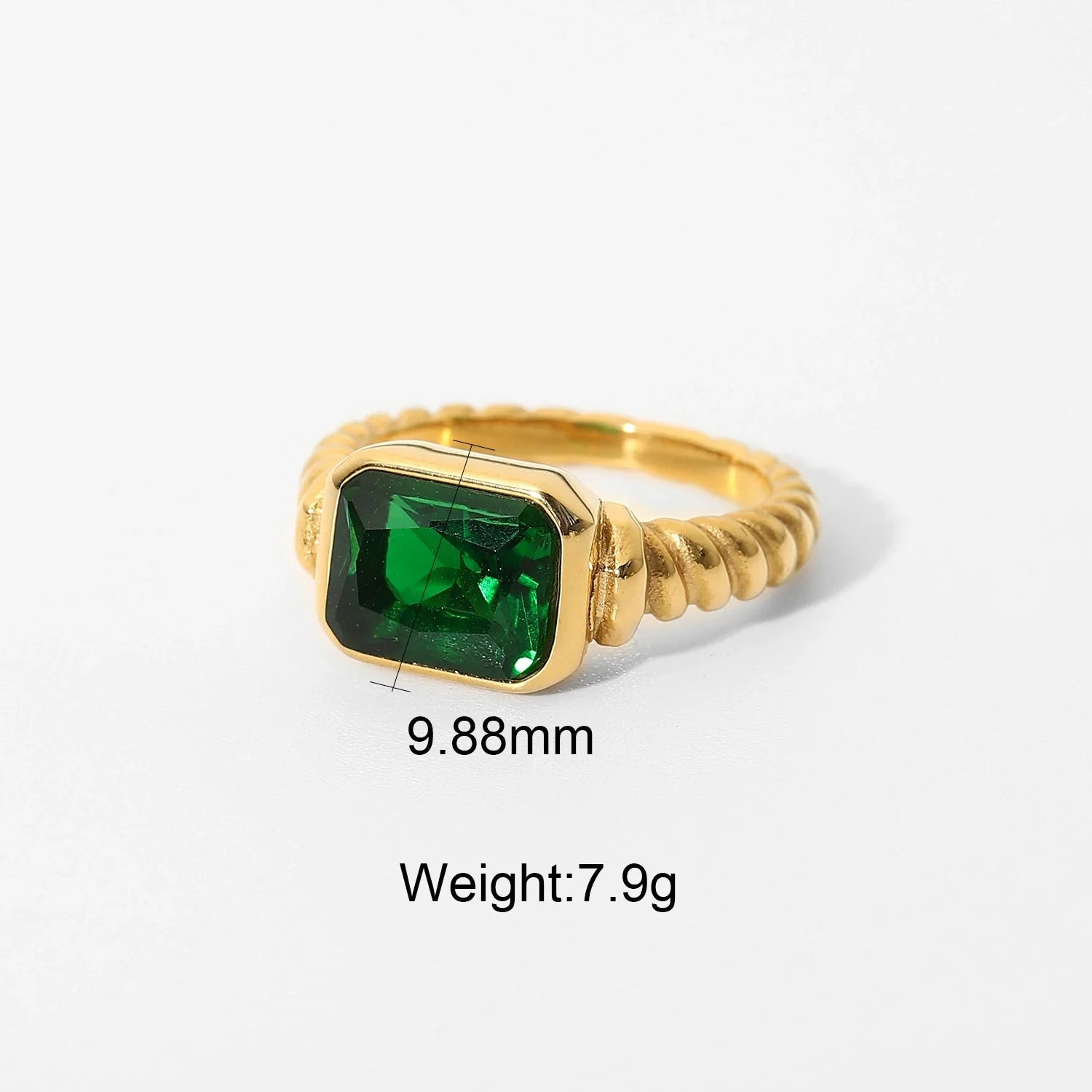 Maeve Twisted Zircon Ring - Green 7