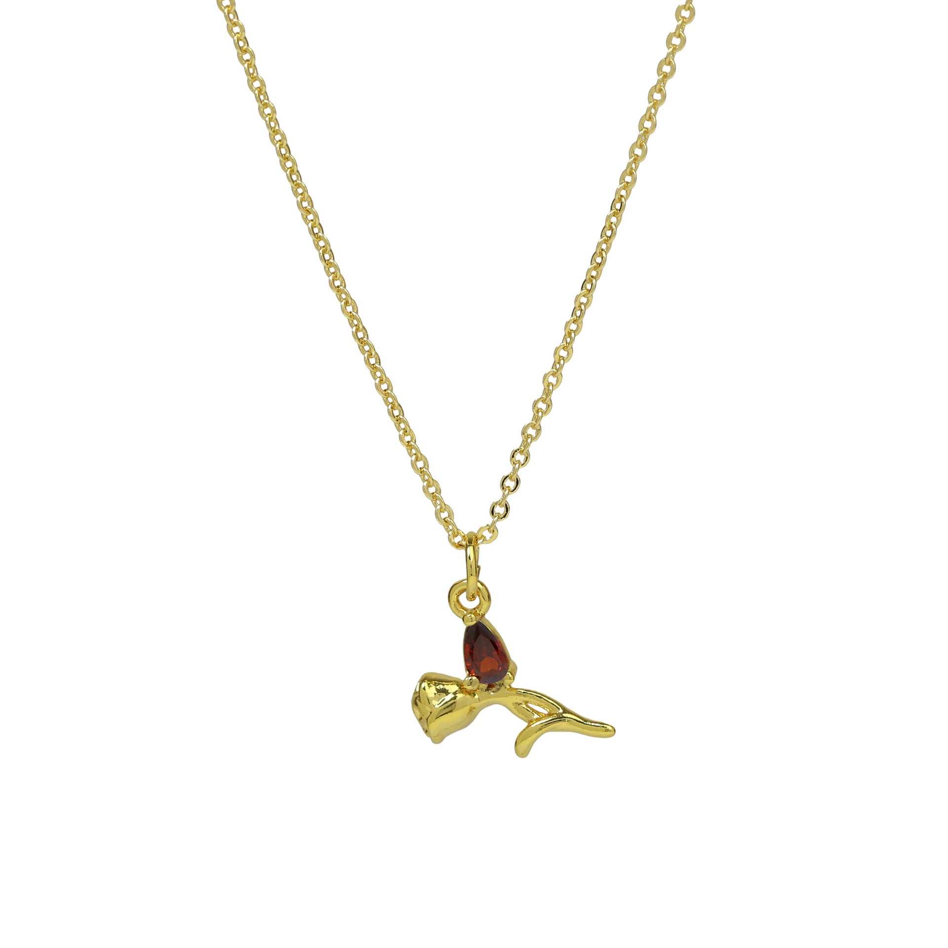 Taliyah Zircon Rose Pendant Necklace - Rose Gold Tone Multi-Color Zircon Rose [AJEVROCF]