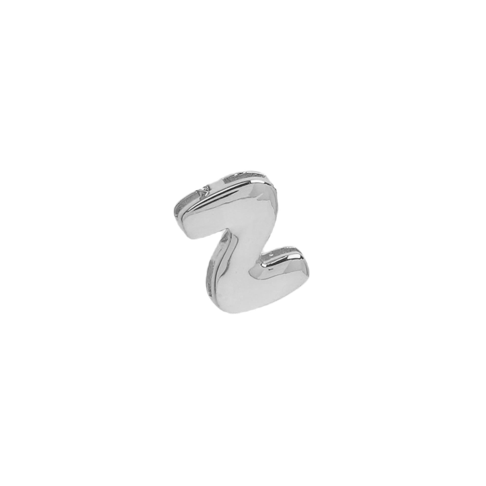 Devora Bubble Letter Necklace - White Gold Tone Letter Z Pendant [RMSFI2EL]