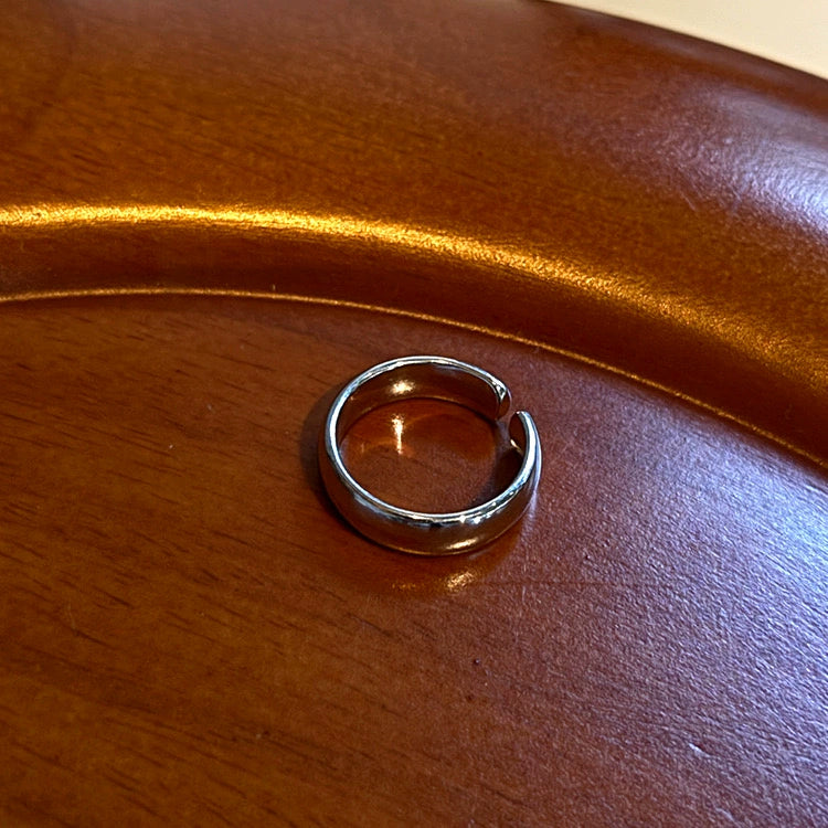 Saryah Asymmetric Statement Ring - Silver Plain Open Ring [T6AVH1BY]