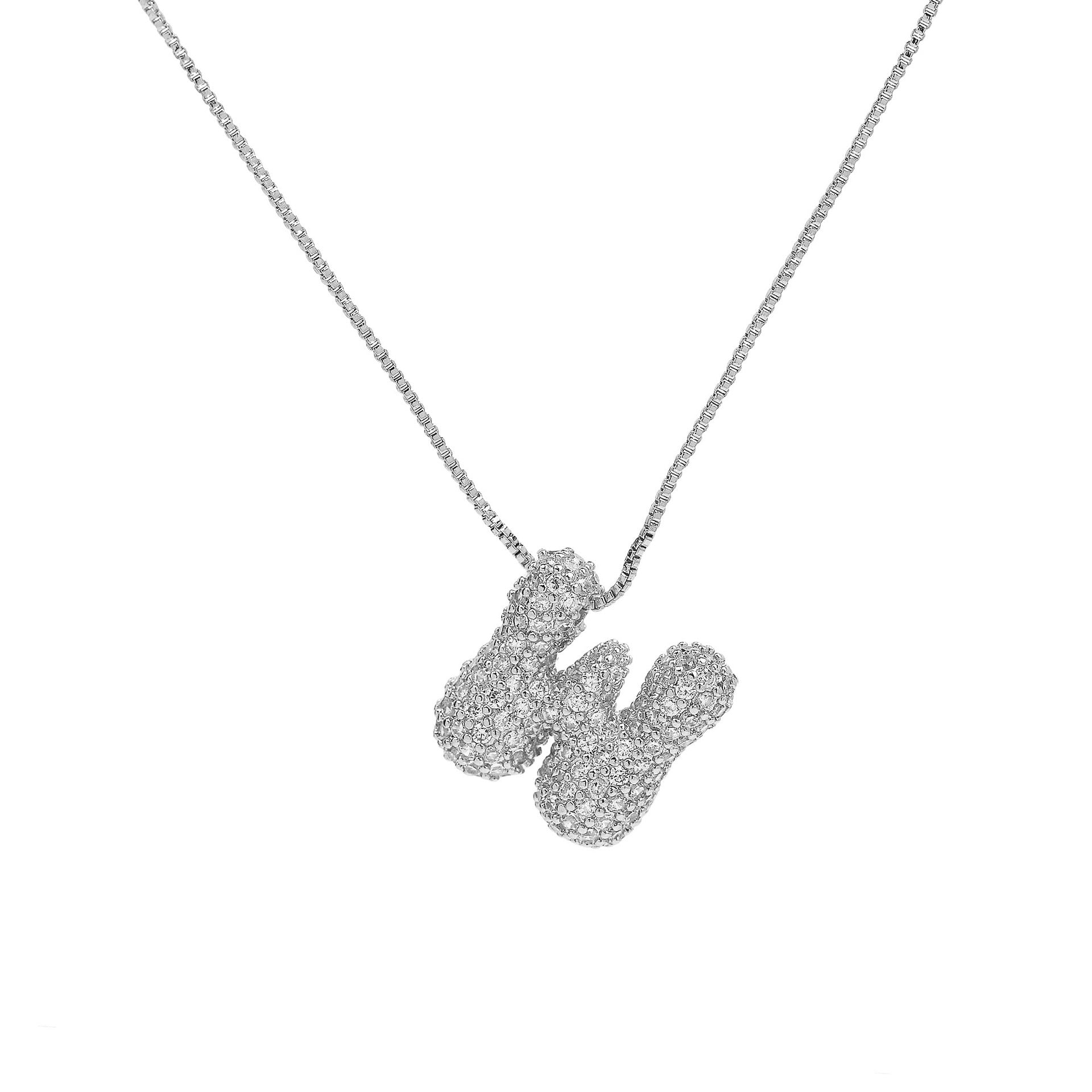 Francis Bubble Initial Necklace - Silver Necklace W [RW9Z1290]