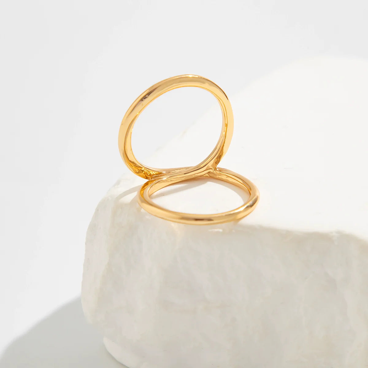 Aleah Geometric Statement Ring - Style Two Light Gold