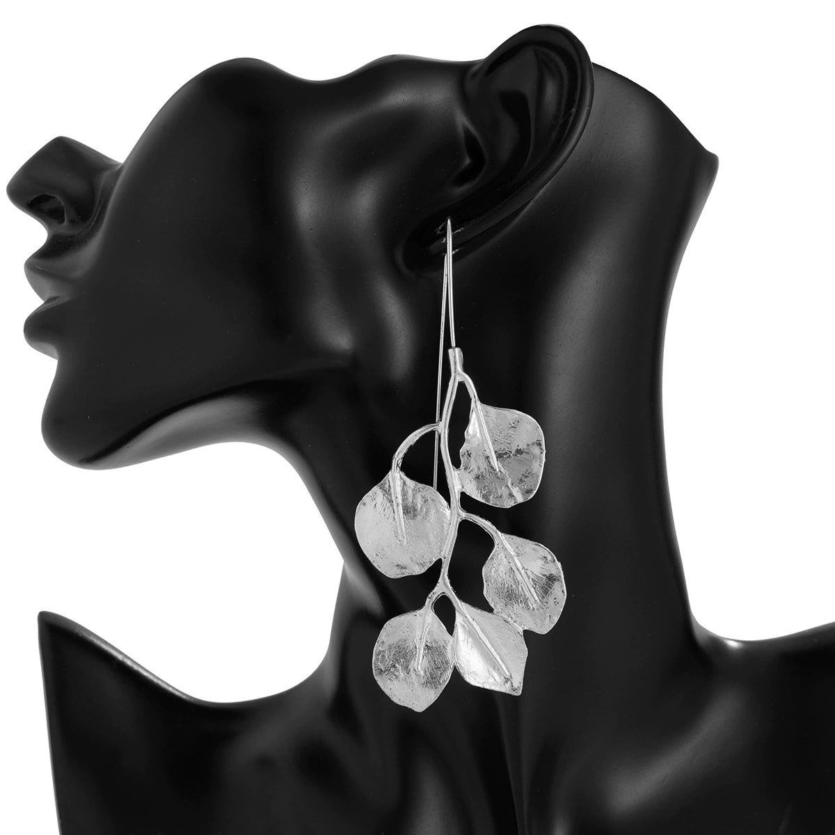 Miri Leaf Tassel Necklace - Earrings - Silver Tone [97DPWC4V]