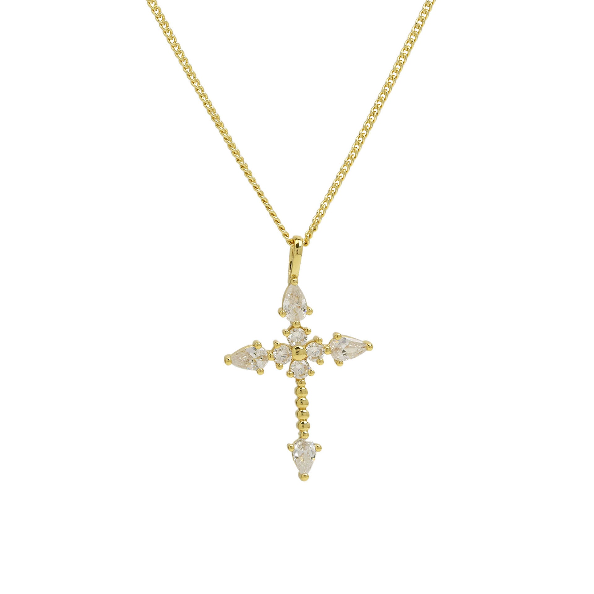 Malinda Zircon Cross Necklace - White Zircon Necklace [Q3PX33TO]