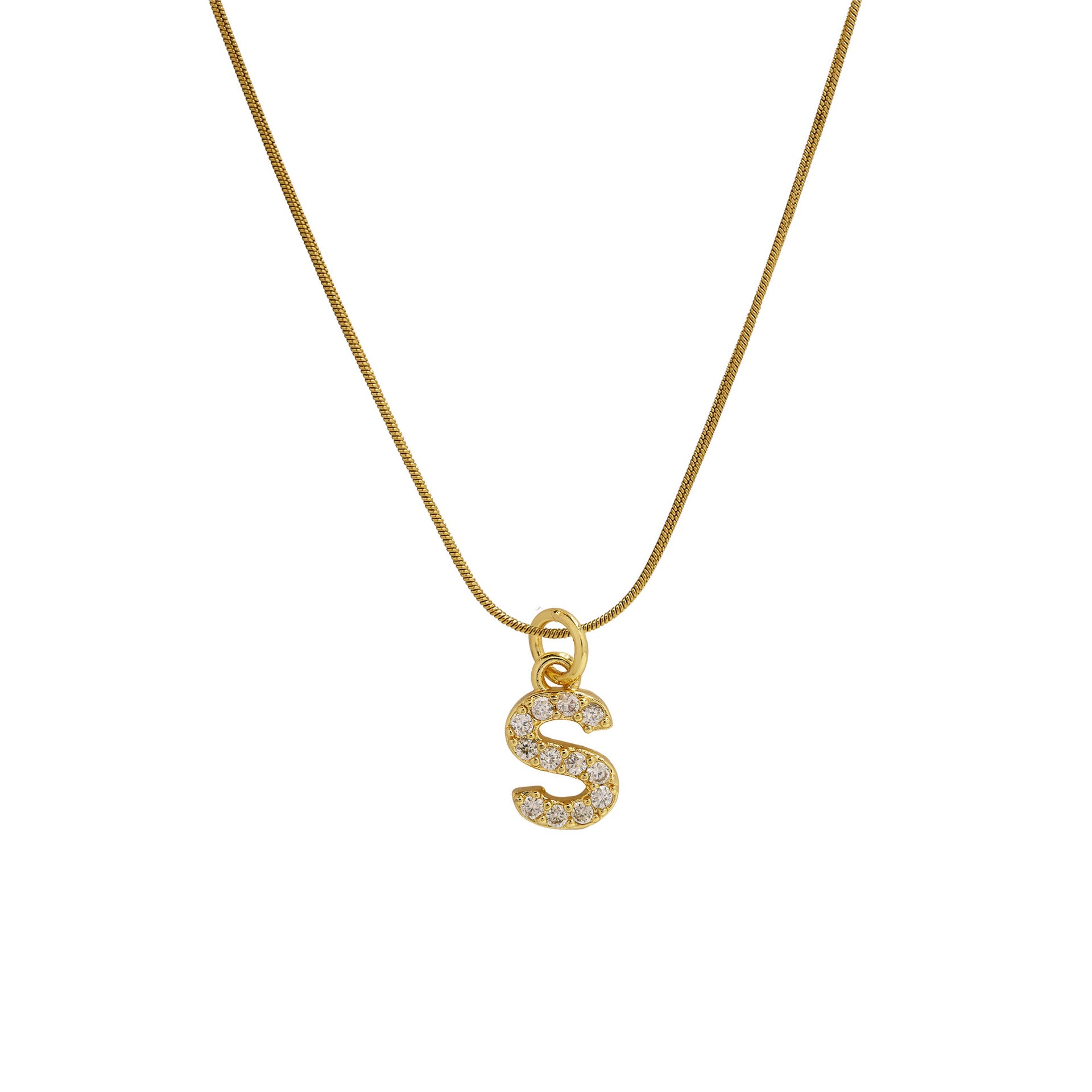 Killian Initial Zircon Necklace - S [PO654IRI]