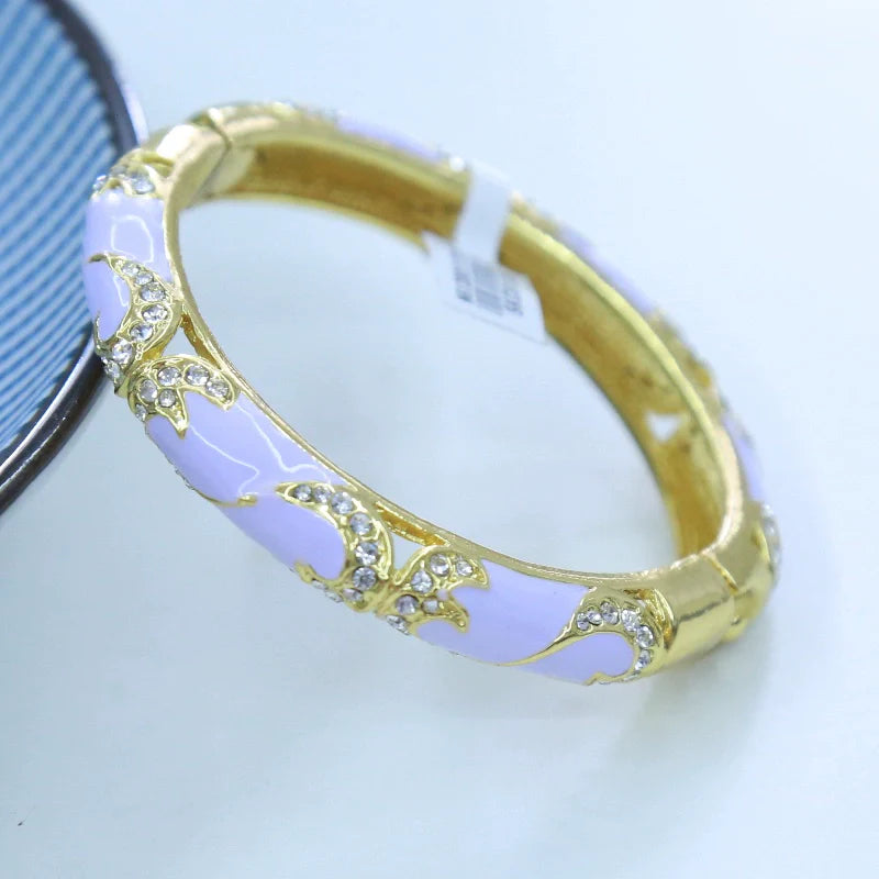 Mikaylah Floral Enamel Bangle - Light Purple