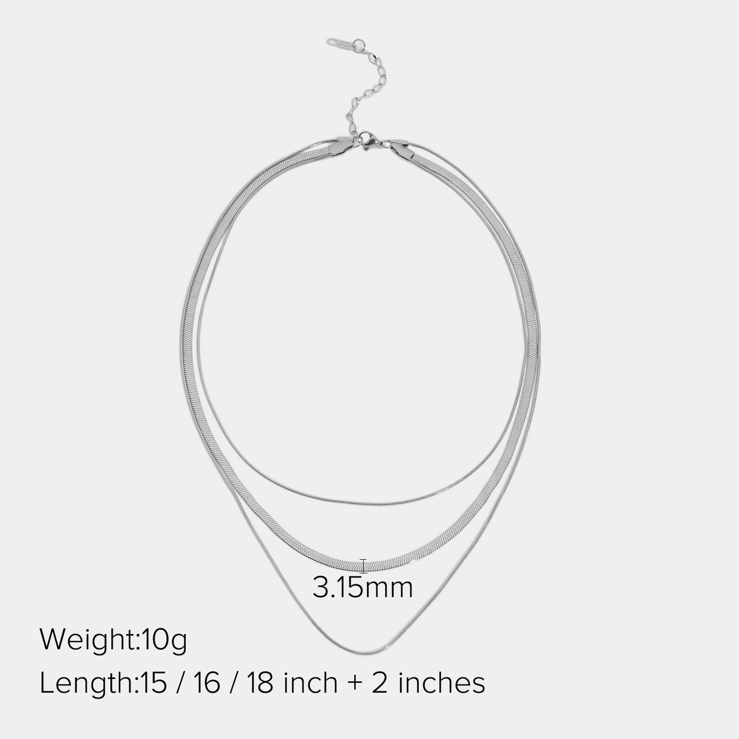 Astoria Layered Snake Chain Necklace - Silver Tone [808Q8RXL]