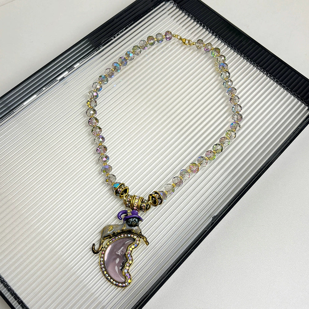 Arianna Crystal Moon Star Necklace - Moon Pendant Necklace [HIAIEIVV]