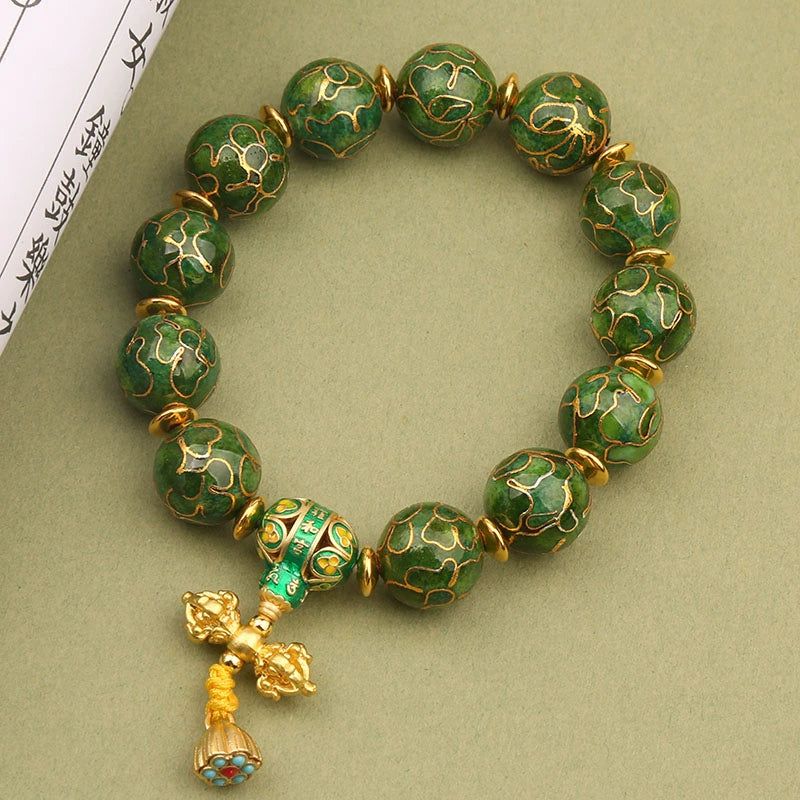 Delina Enamel Beaded Bracelet - Green (14mm Beads) [ZZU4VCQO]