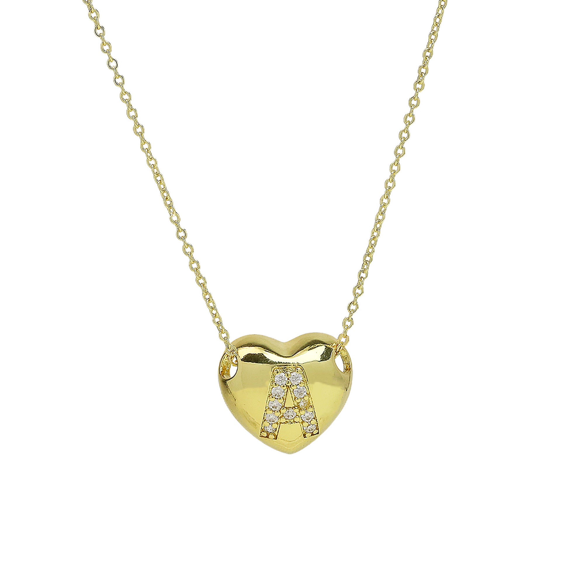 Una Heart Initial Necklace - Letter A [8QMQU468]