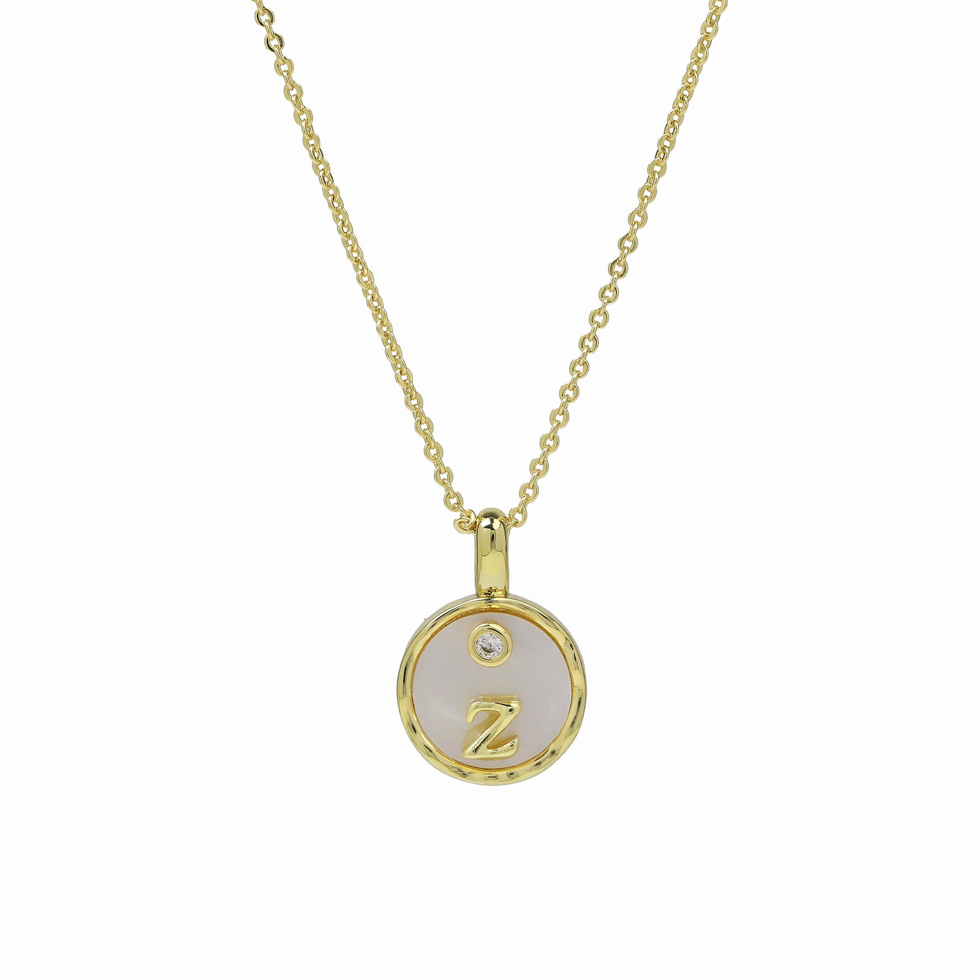 Haset Cursive Initial Pearl Necklace - Initial Z [T0KQS83U]