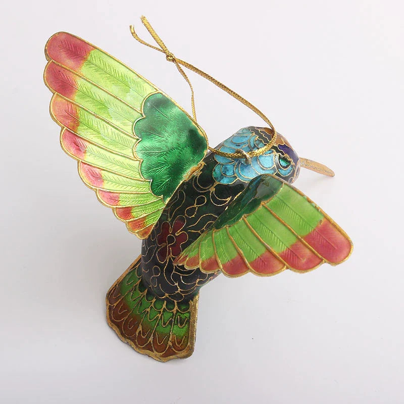 Hope Filigree Bird Ornament - Silver-Blue Bird Green Pendant