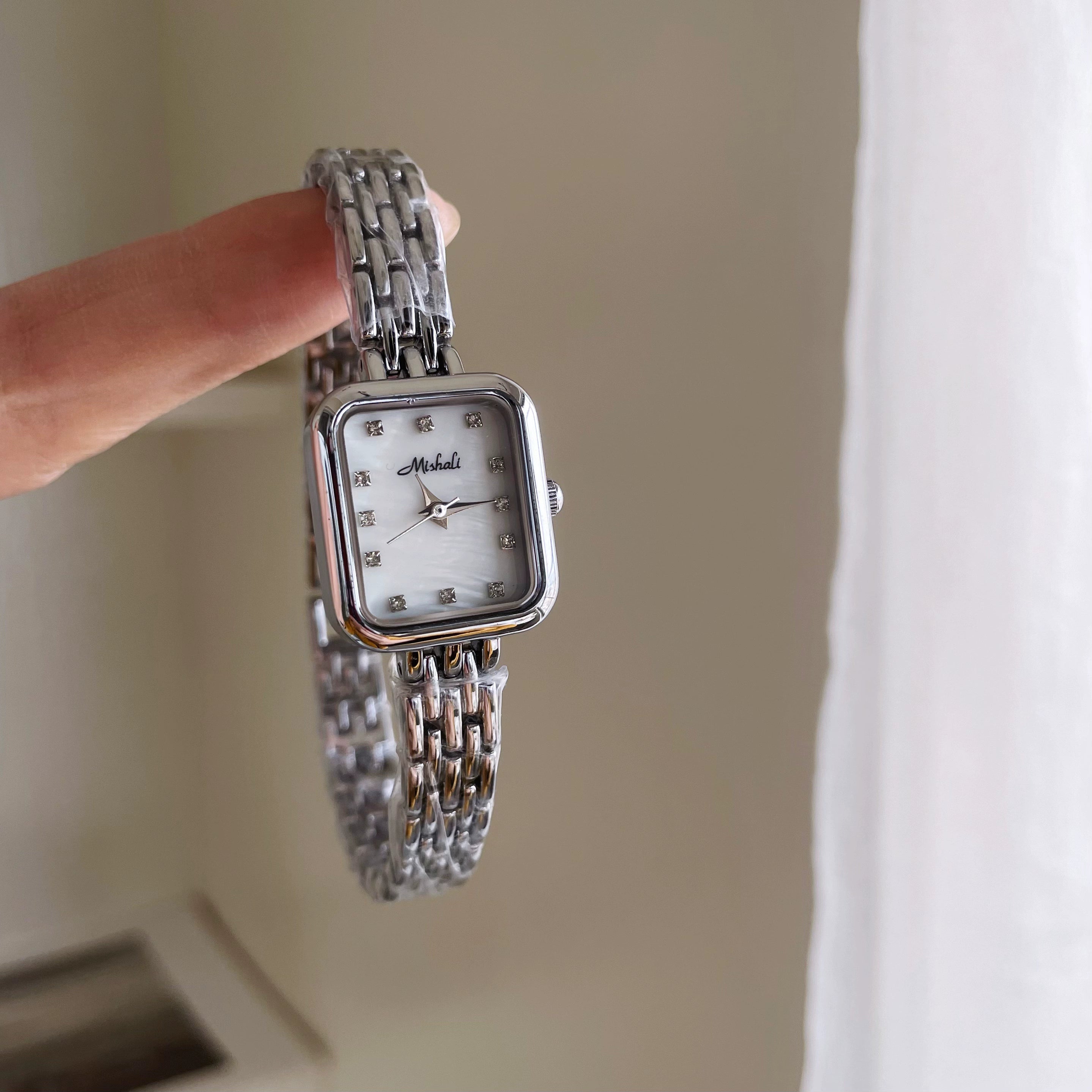 Parisa Delicate Square Watch - Silver White Face [NFLZVBVR]