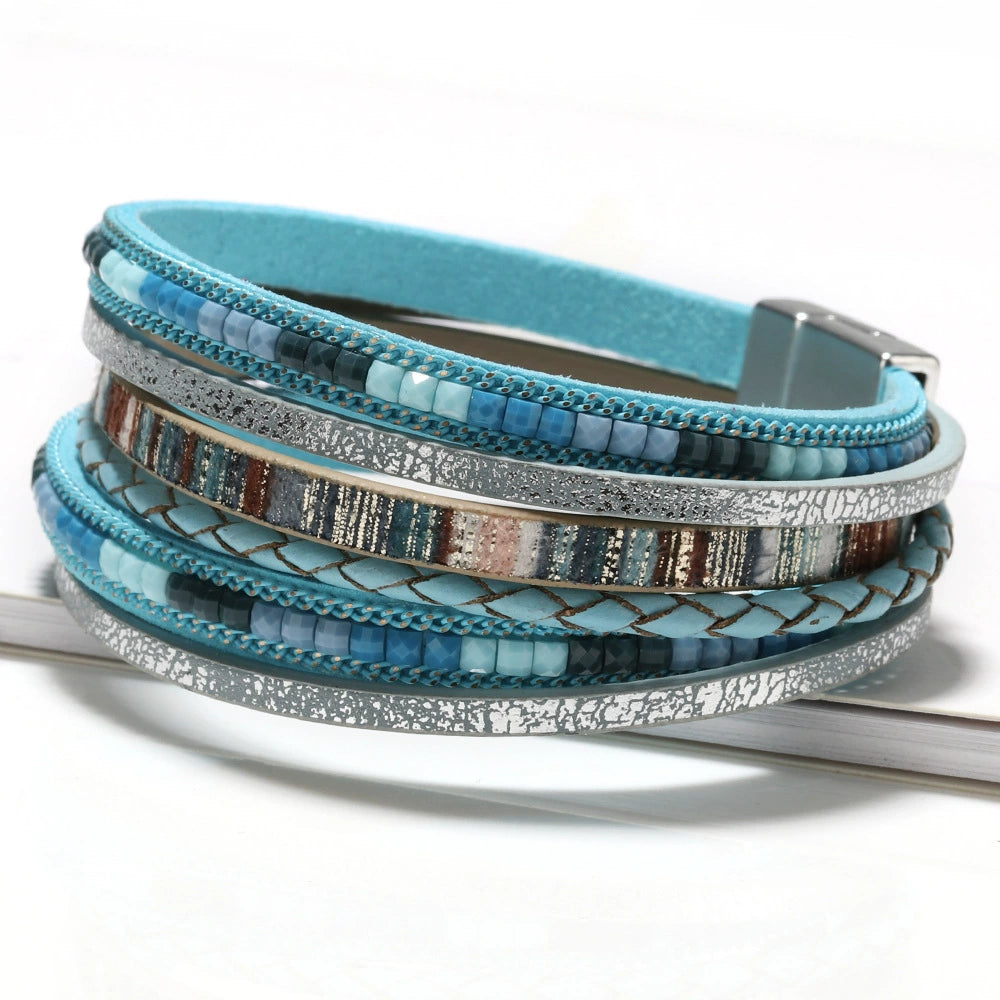 Georgia Woven Leather Bracelet - Blue [IYH3RCED]