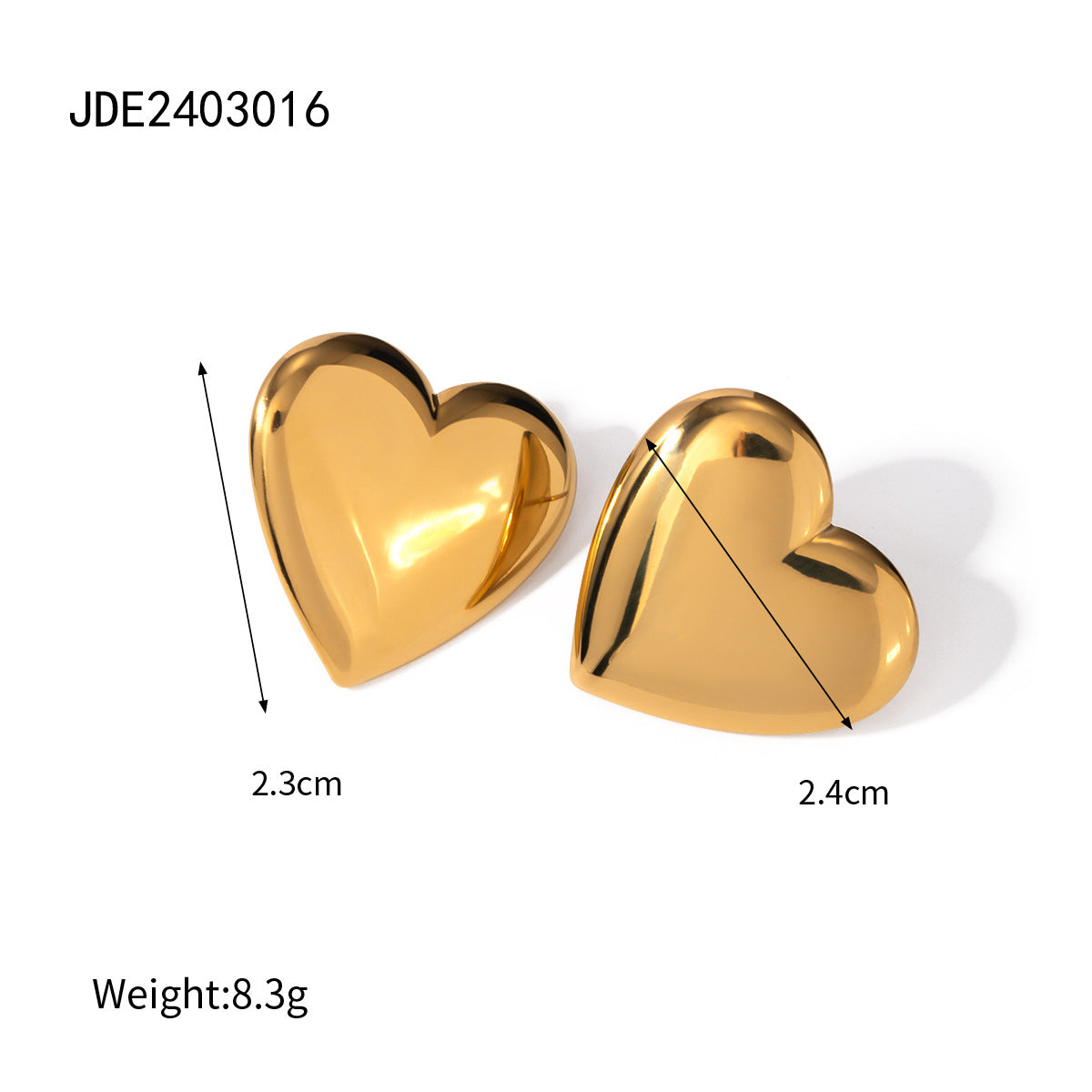 Hallie Stainless Steel Heart Earrings - JDE2403016 [X64PH6VL]