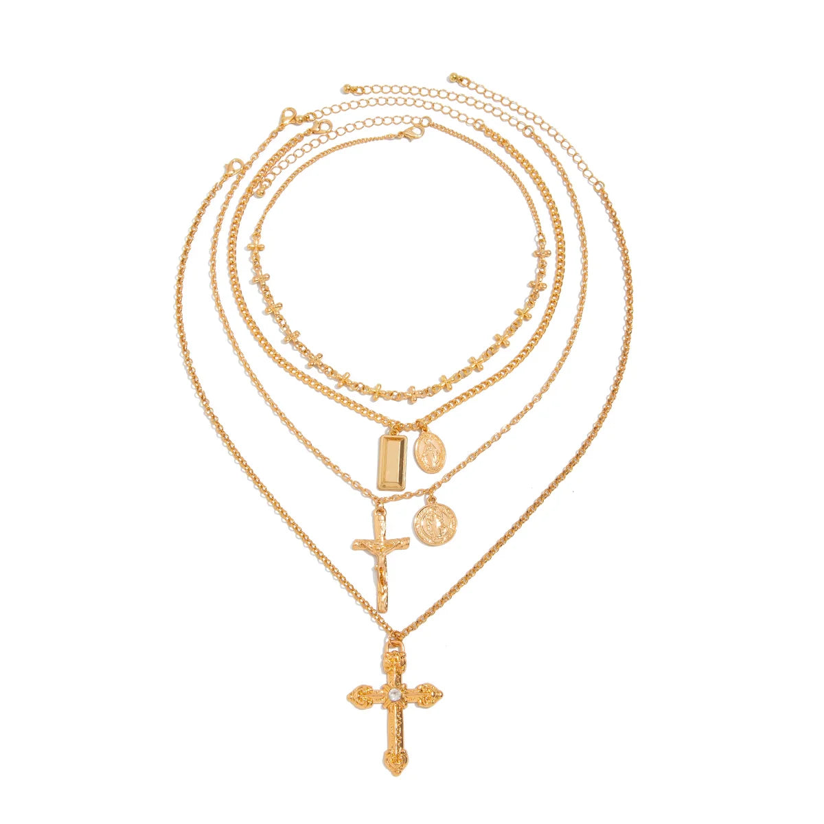 Taleah Multi-Layer Cross Necklace Set - Gold