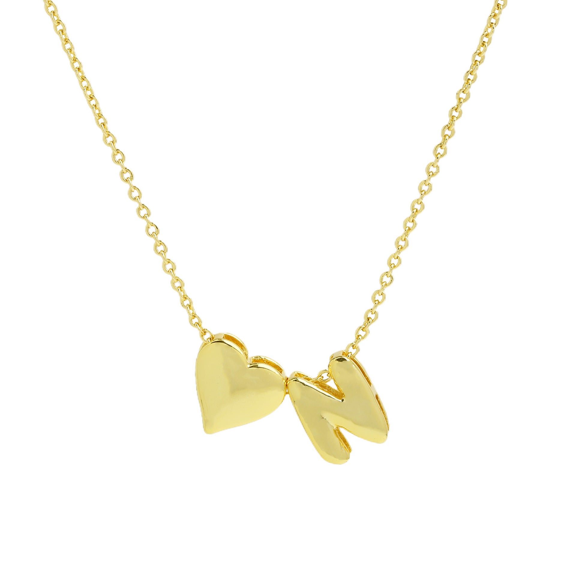 Korie Puffed Initial Necklace - Letter N Necklace [K7W8FJ06]