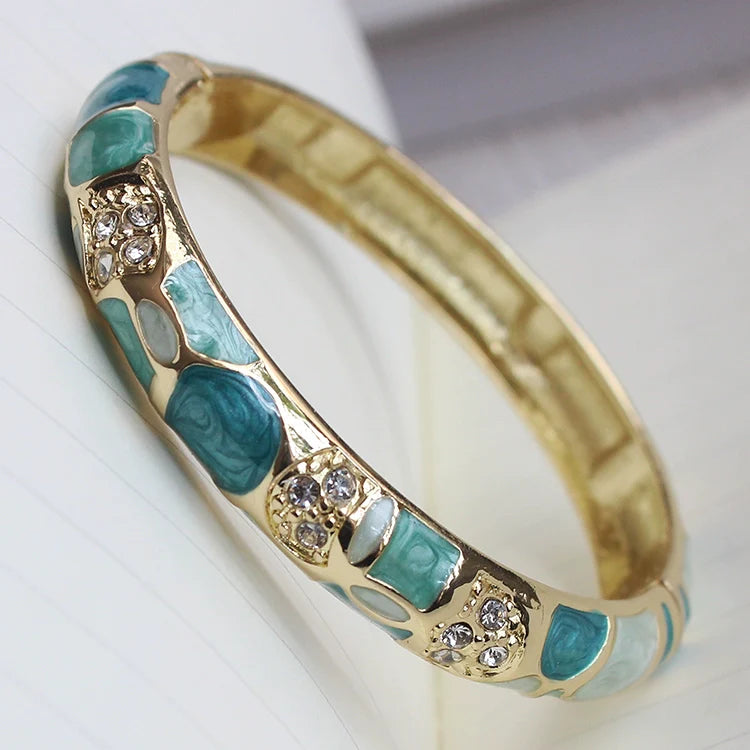 Amarachi Delicate Enamel Bracelet - Lake Blue Geometric